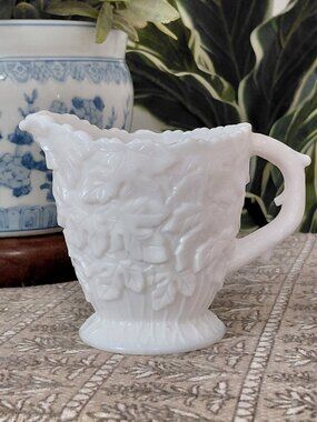 Vintage Westmoreland Bramble Leaf Milk Glass Creamer